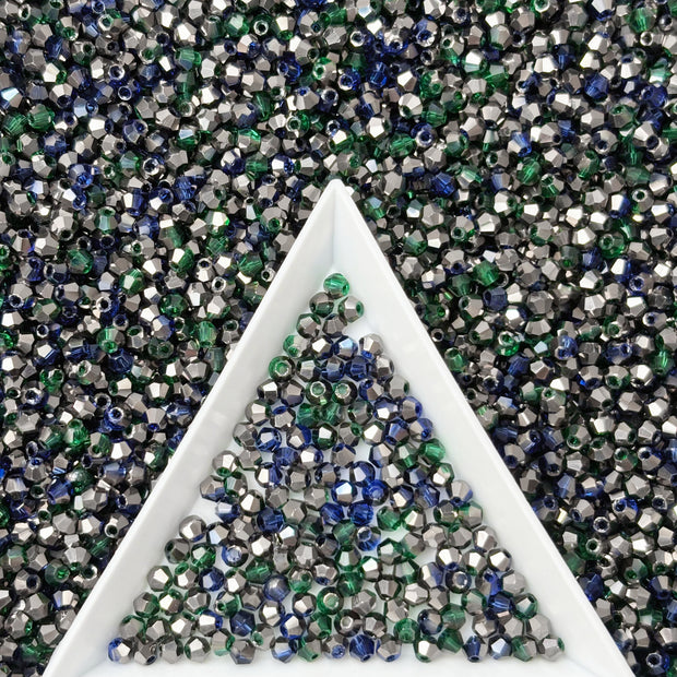 (T4) On Sale!!! 2mm Mix of Bicone and Round Beads High Temperature Glass Crystal Multicolor Jewelry Beads