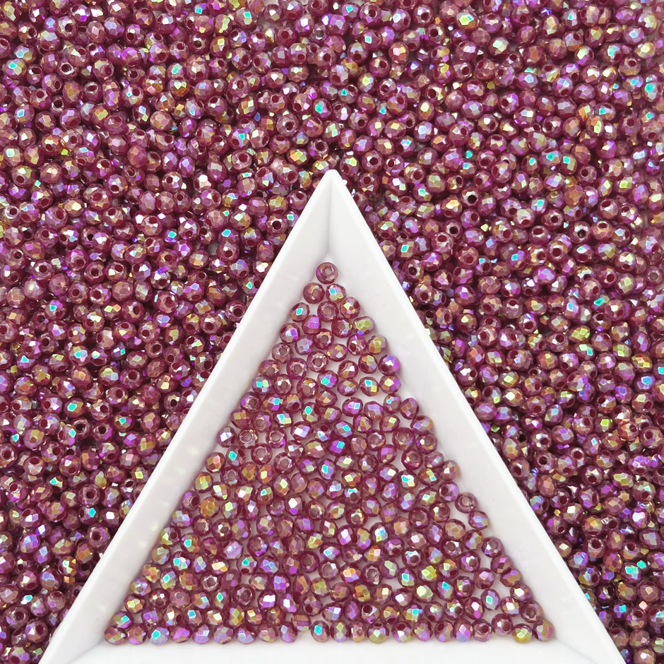 (P2) 2mm Picasso Faceted  Round Beads, Crystal Glass Beads For DIY Jewelry