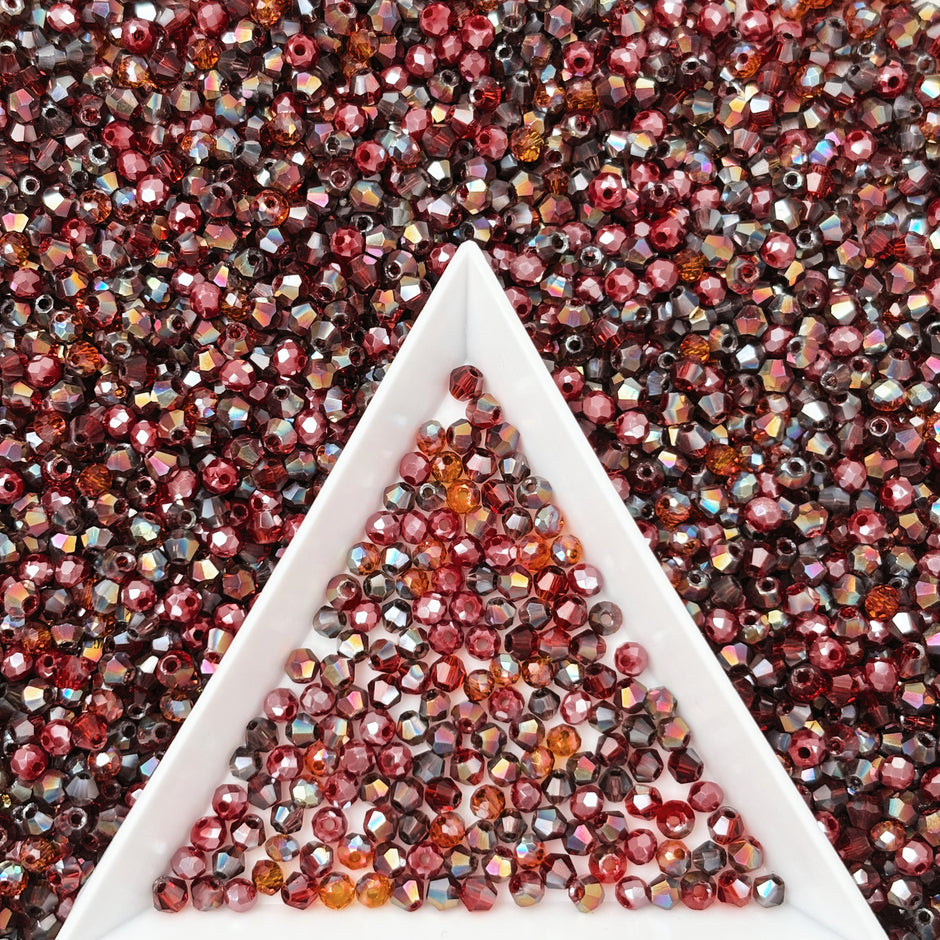 (T4) On Sale!!! 2mm Mix of Bicone and Round Beads High Temperature Glass Crystal Multicolor Jewelry Beads