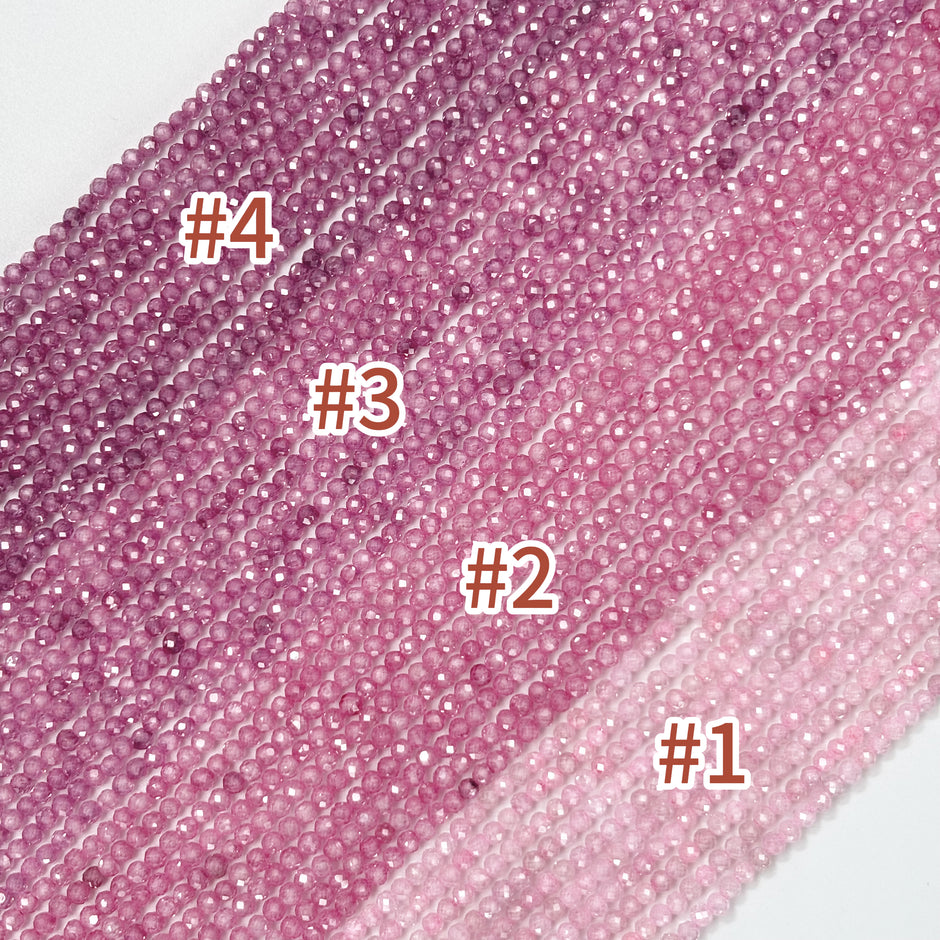 (H2) 2mm Zircon Icy Flower Gradient Pink Crystal Beads, Faceted Perforated Loose Beads for Jewelry Making DIY