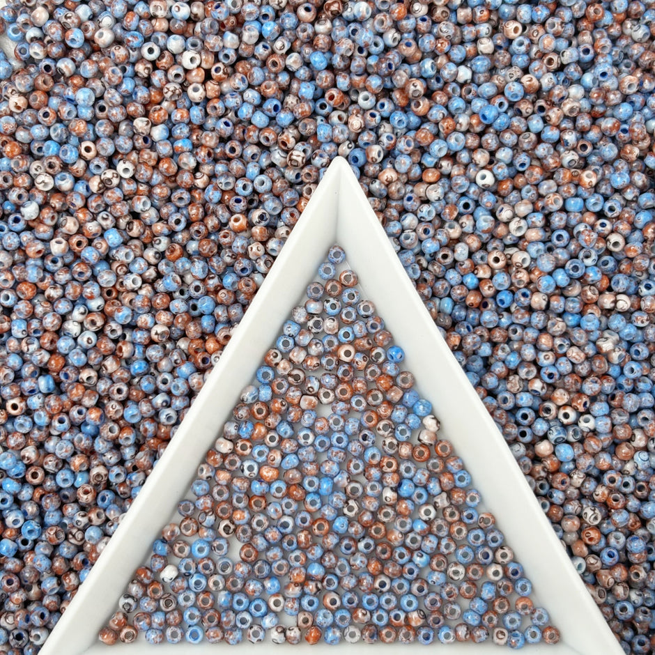 2mm Picasso Seed Beads - Czech Glass Iridescent Beads for DIY Bracelets Necklaces