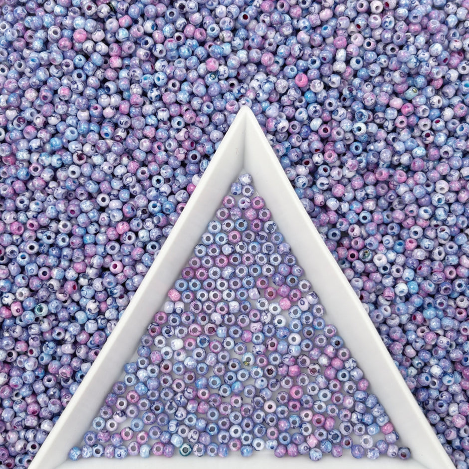2mm Picasso Seed Beads - Czech Glass Iridescent Beads for DIY Bracelets Necklaces