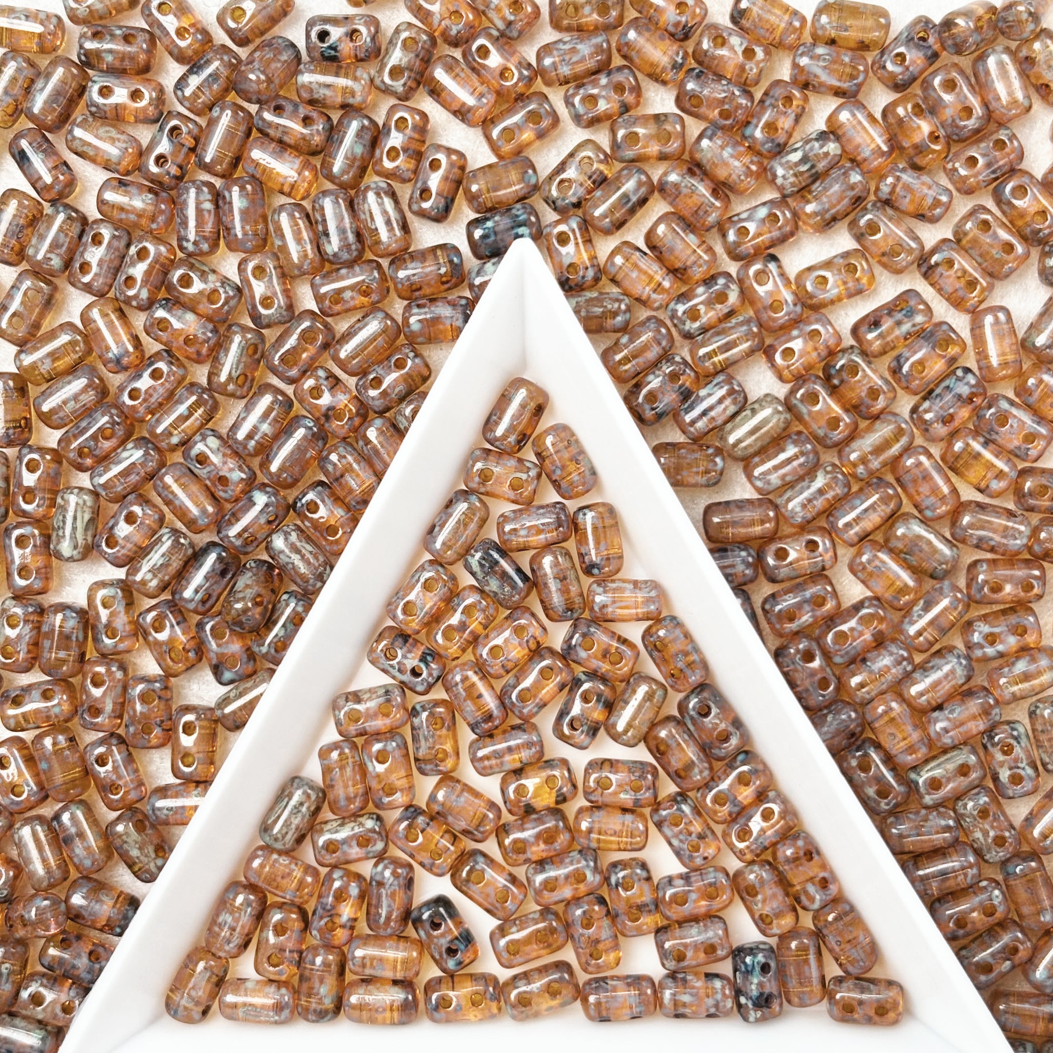 (CZ10) Two-Hole Czech Glass Rulla Beads - Multiple Colors DIY Jewelry Supplies