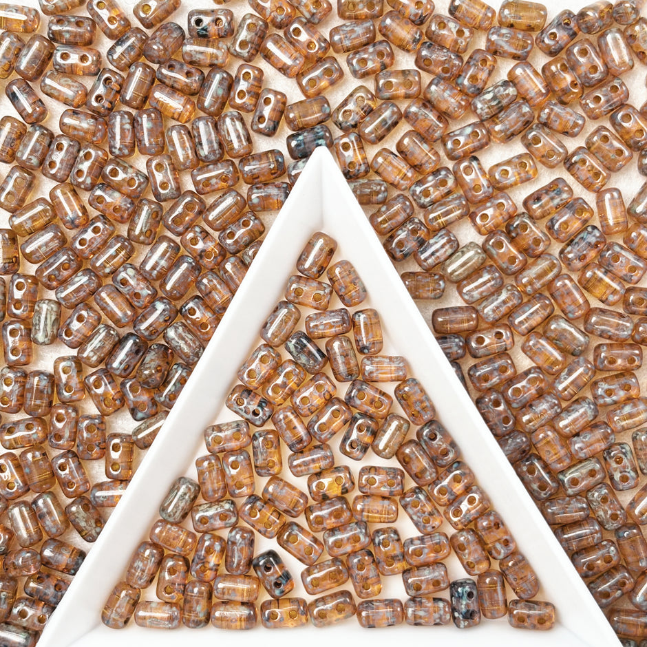 (CZ10) Two-Hole Czech Glass Rulla Beads - Multiple Colors DIY Jewelry Supplies