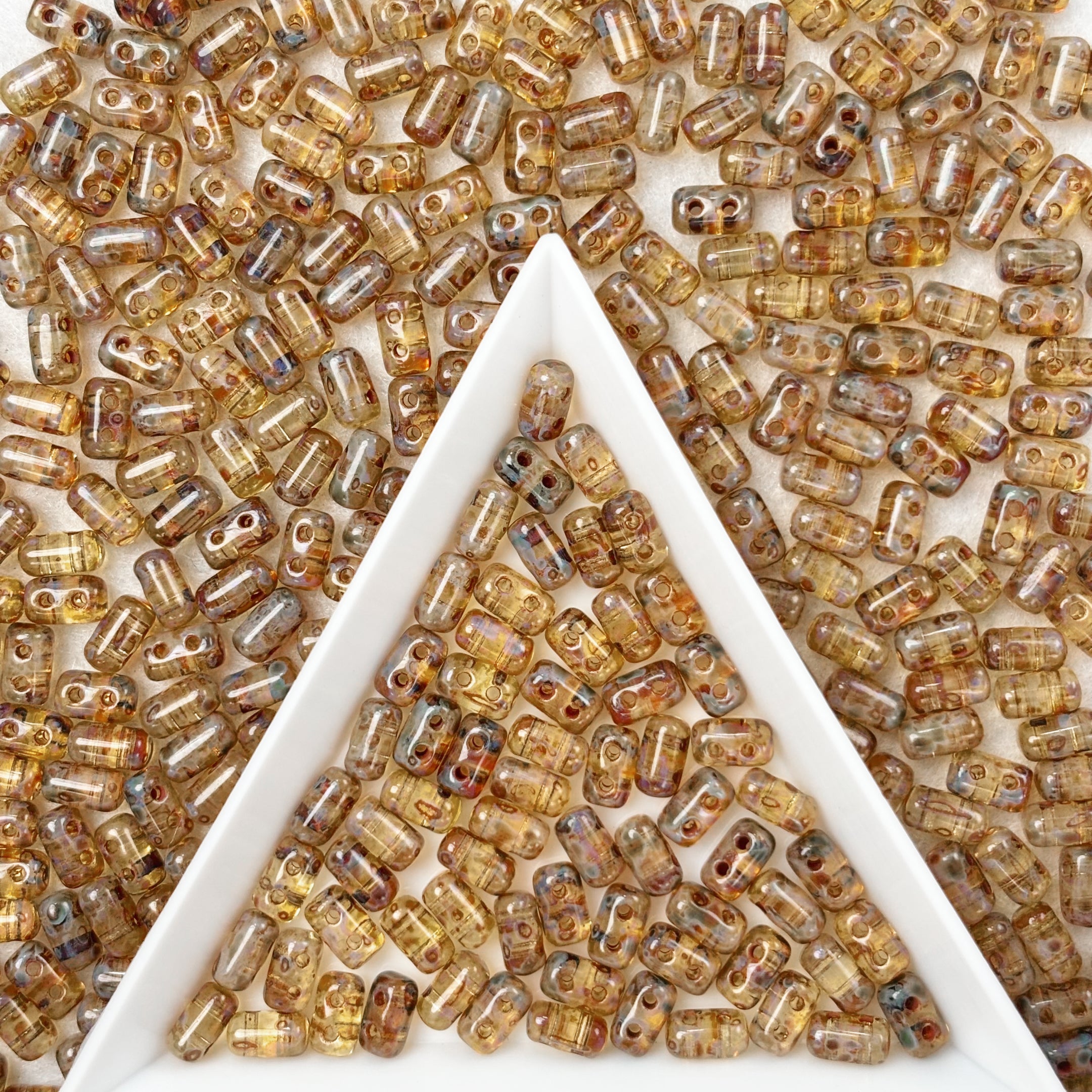 (CZ10) Two-Hole Czech Glass Rulla Beads - Multiple Colors DIY Jewelry Supplies