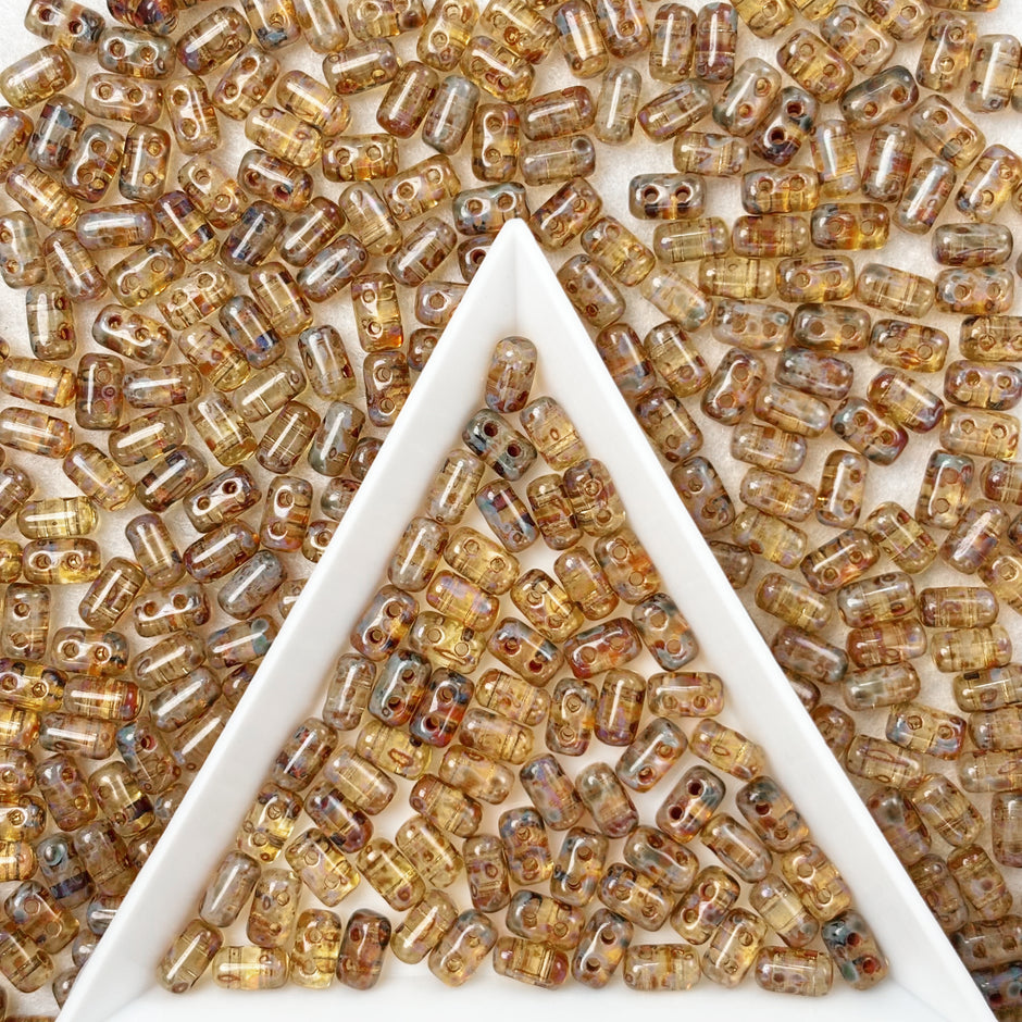 (CZ10) Two-Hole Czech Glass Rulla Beads - Multiple Colors DIY Jewelry Supplies