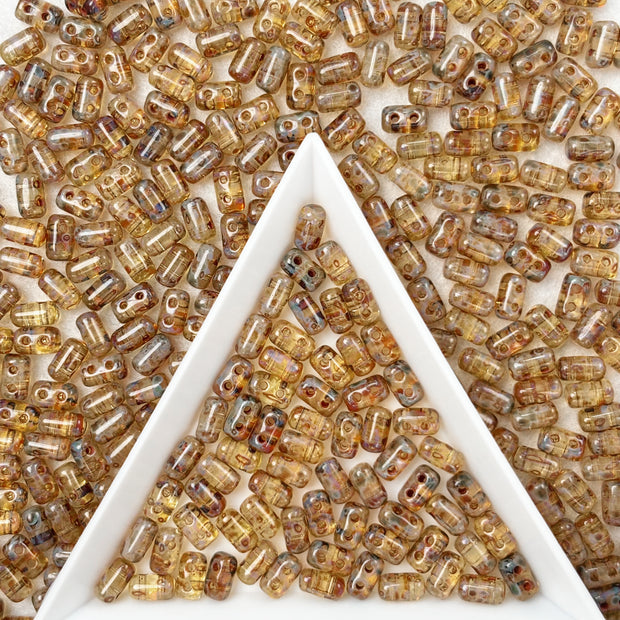 (CZ10) Two-Hole Czech Glass Rulla Beads - Multiple Colors DIY Jewelry Supplies