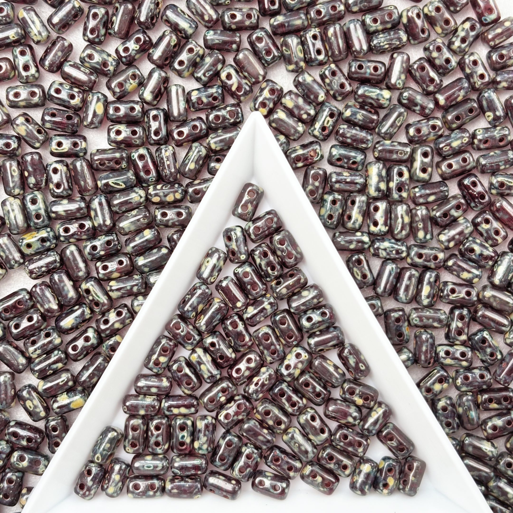 (CZ10) Two-Hole Czech Glass Rulla Beads - Multiple Colors DIY Jewelry Supplies