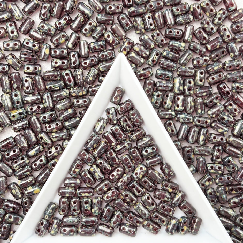 (CZ10) Two-Hole Czech Glass Rulla Beads - Multiple Colors DIY Jewelry Supplies