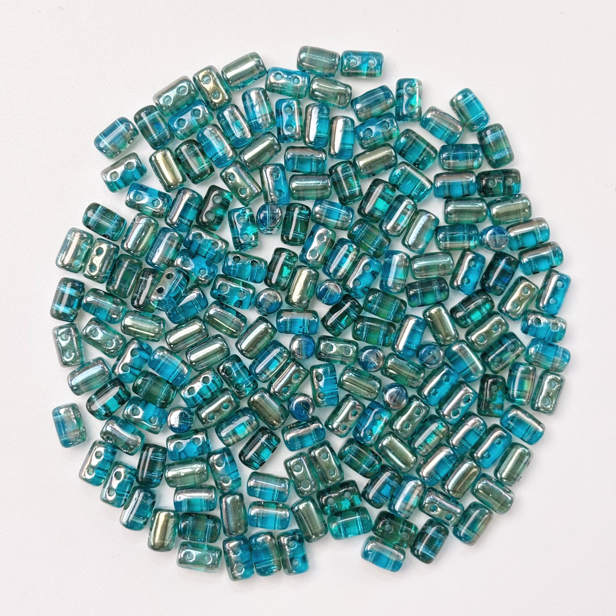 (CZ10) Two-Hole Czech Glass Rulla Beads - Multiple Colors DIY Jewelry Supplies