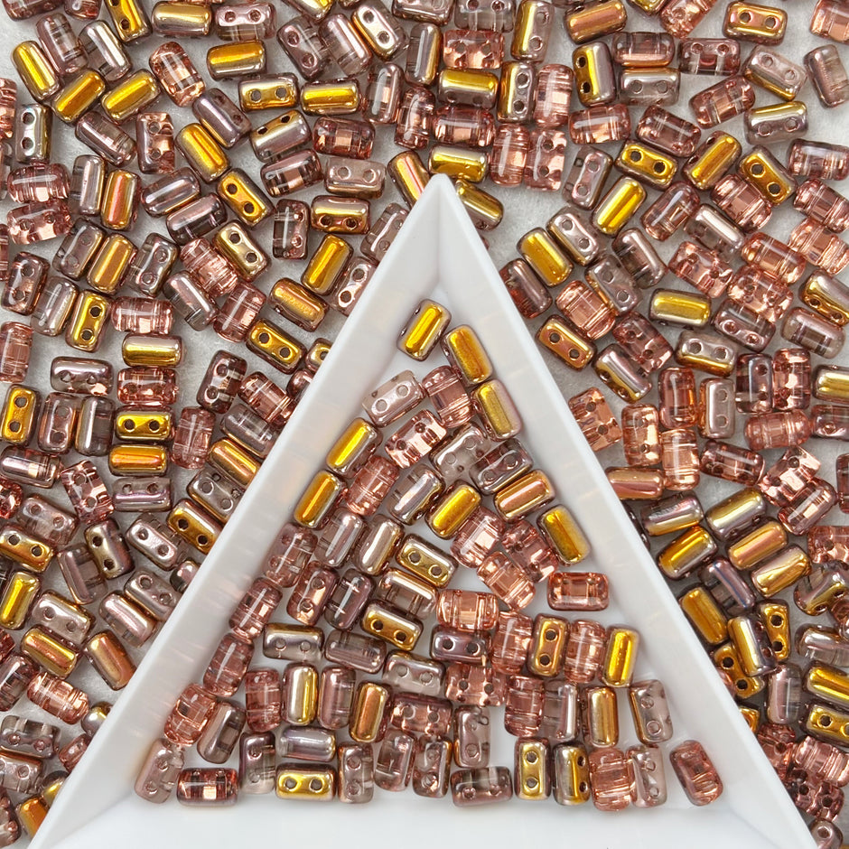 (CZ10) Two-Hole Czech Glass Rulla Beads - Multiple Colors DIY Jewelry Supplies