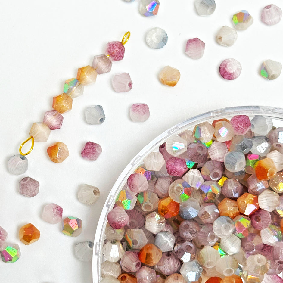 (H6) Mixed 4mm Luxury Bicone Shiny Cat Eye Customized Colour Glass Beads – Faceted Beads for Fine Jewelry Crafting