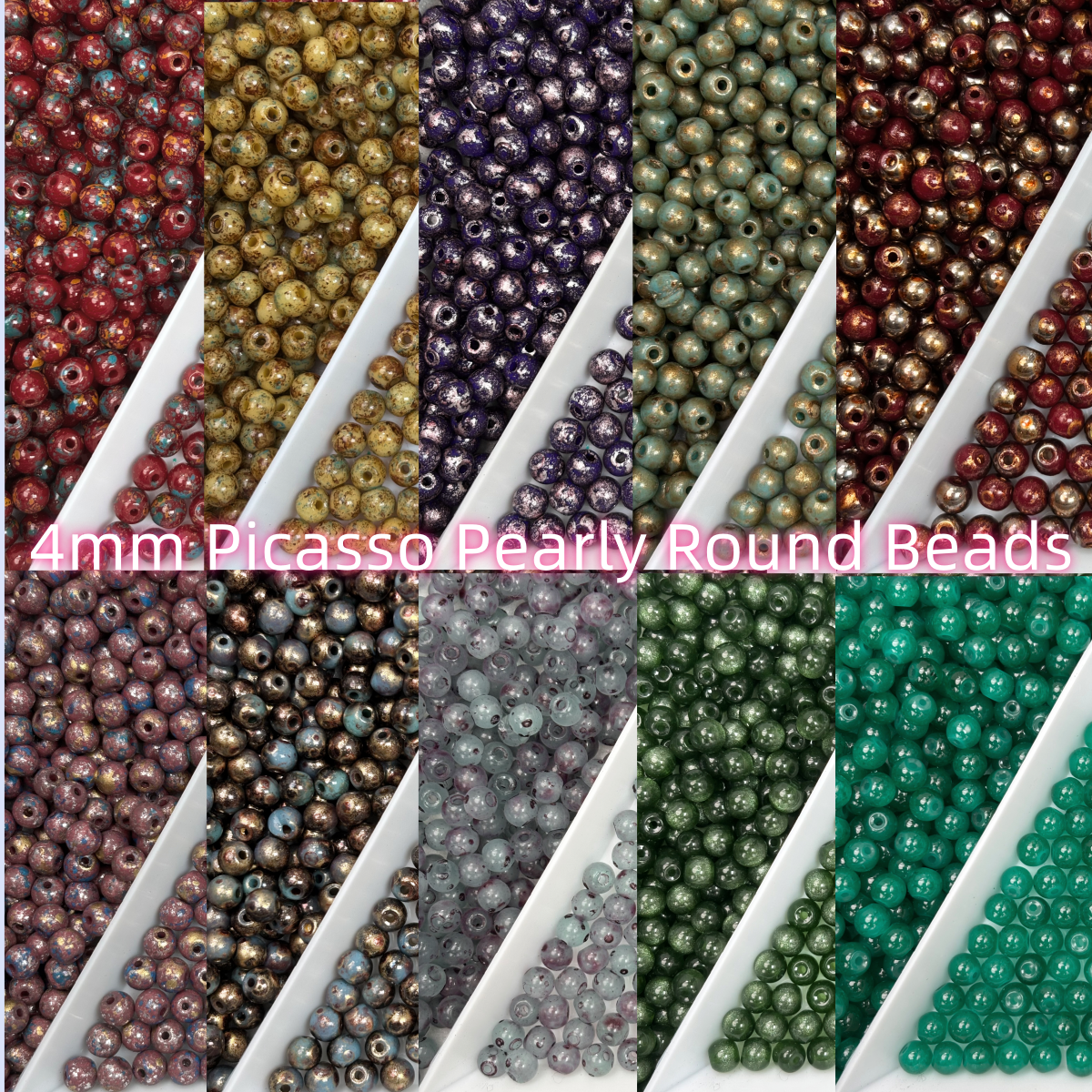 (P5) 4mm Picasso Round Beads, DIY Jewelry Loose Beads