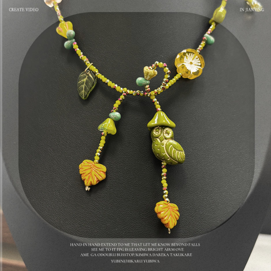 (N12) Summer Style Cutie Owl Original Designed Handmade Necklace