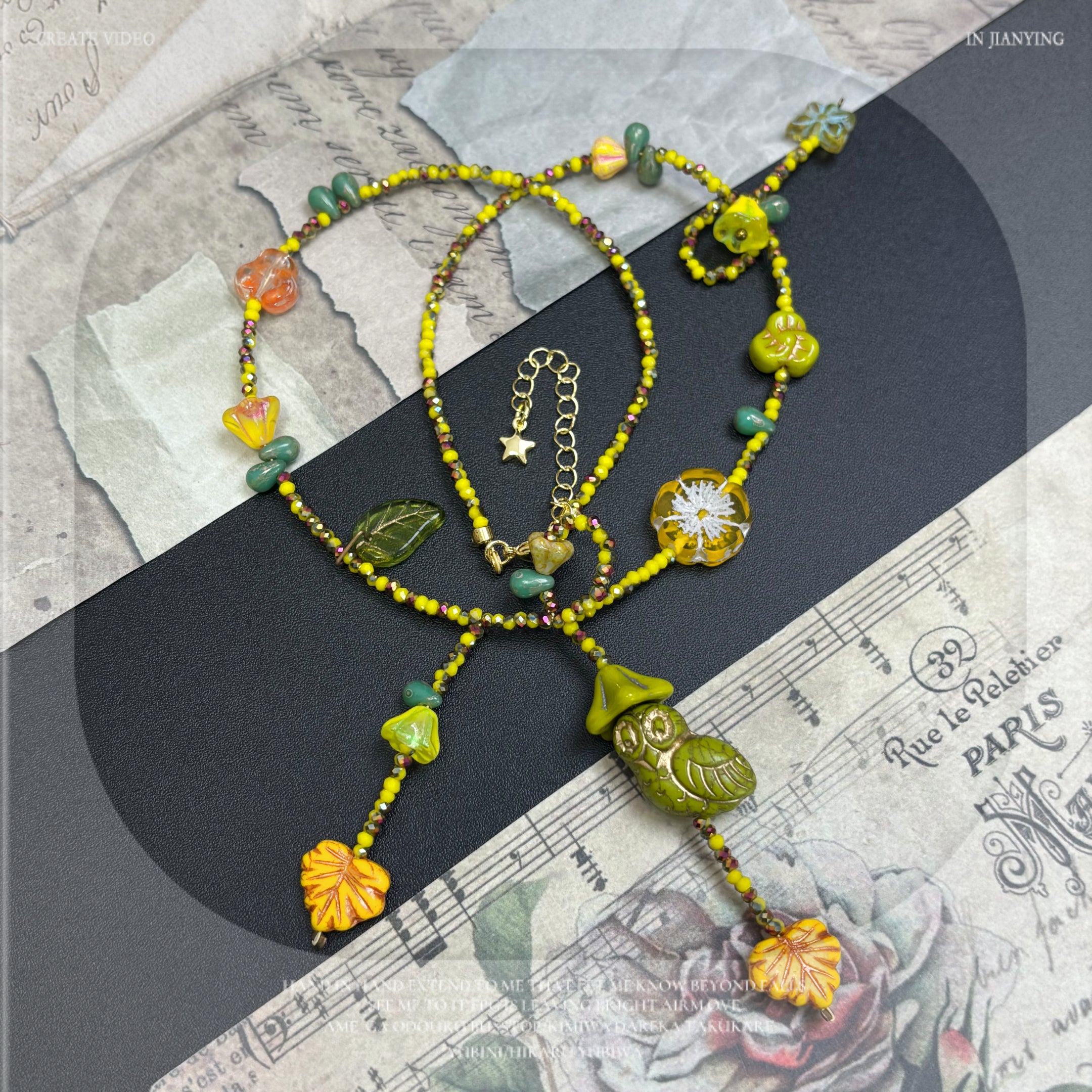 (N12) Summer Style Cutie Owl Original Designed Handmade Necklace