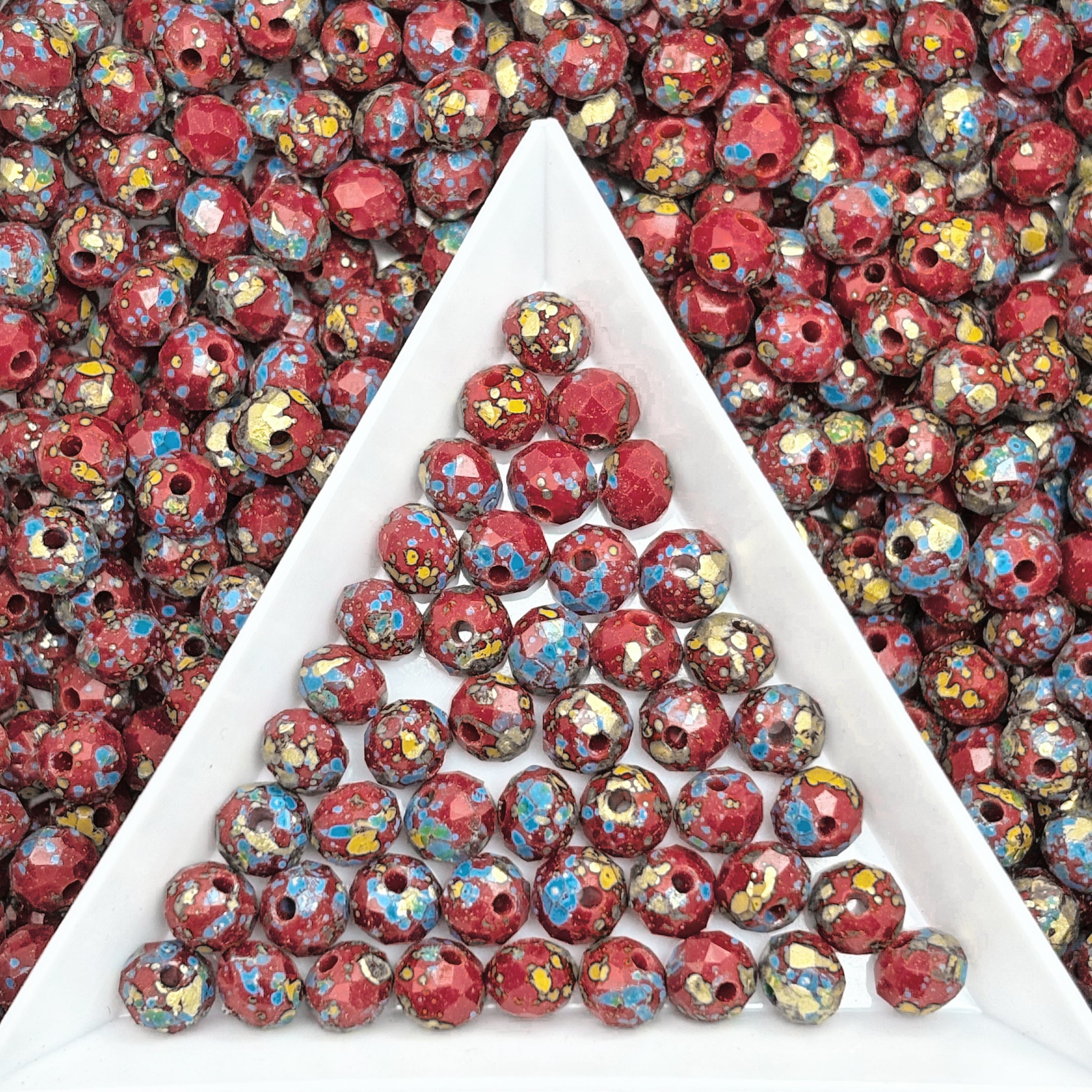 (P15) Picasso 6mm Faceted Cut Round Beads | Jewelry Making Supplies for DIY Bracelets & Necklaces
