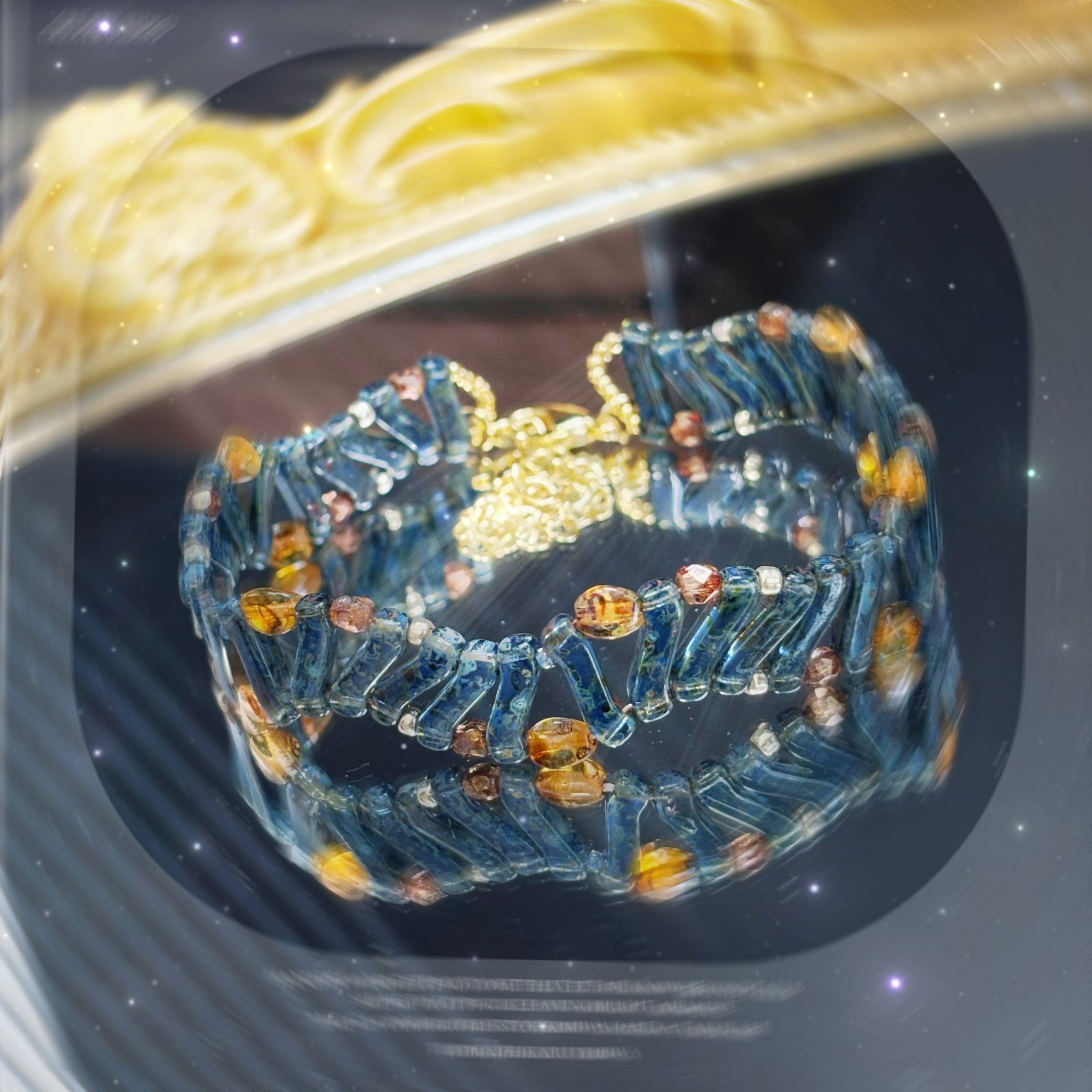 (N16) Czech Glass Z-bead Picasso Waving Handmade Bracelet