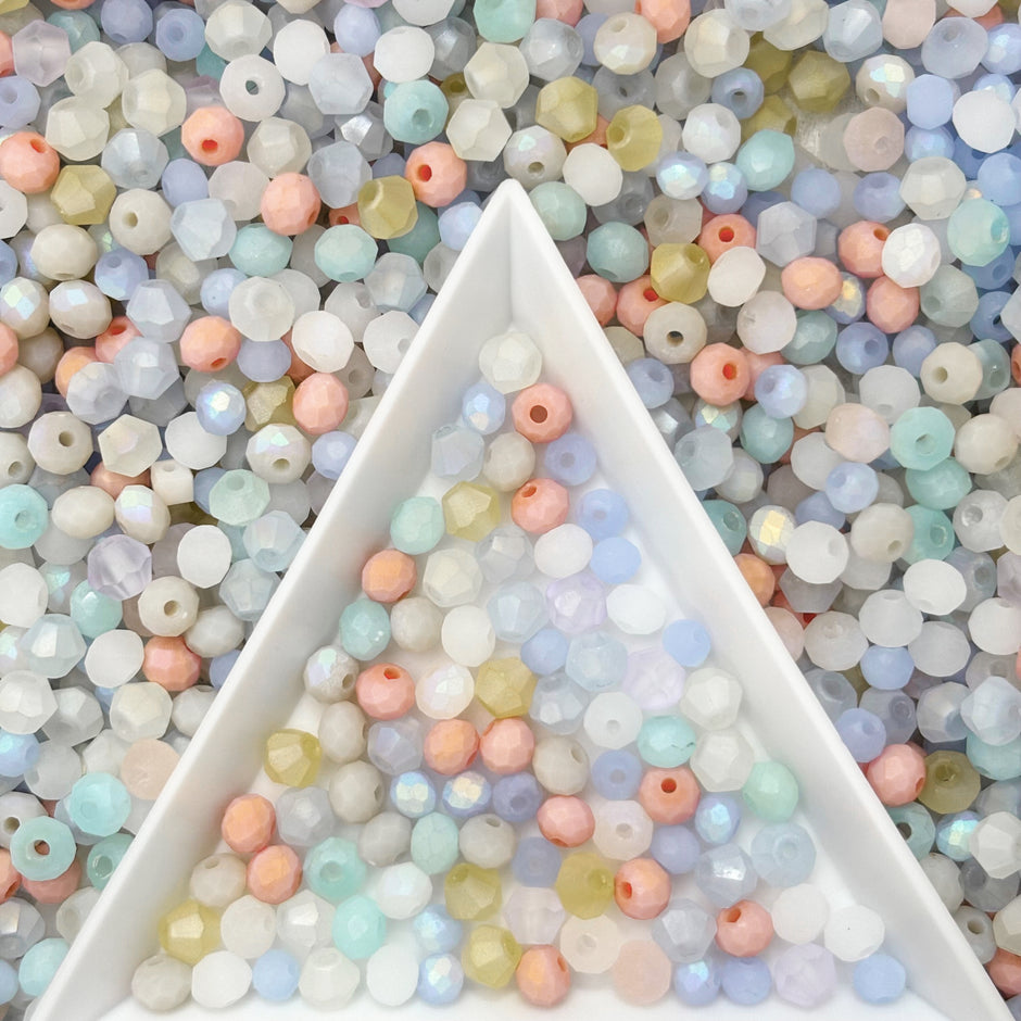 4mm Faceted Round Crystal Glass Beads Mix, Limited-Time Promotion Loose Beads for DIY Jewelry Making