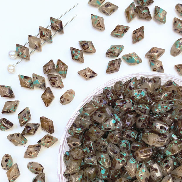 Picasso 2-hole Diamond-Duo Glass Beads For Jewelry Making