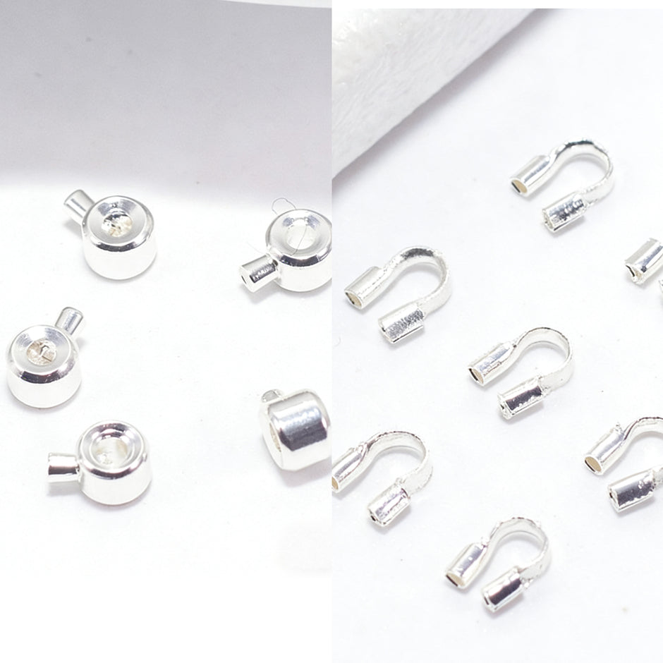 18K Gold Jewelry Finishing Kit - Crimp Beads & U-Shape Wire Protectors Set