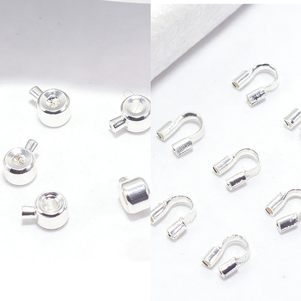 18K Gold Jewelry Finishing Kit - Crimp Beads & U-Shape Wire Protectors Set