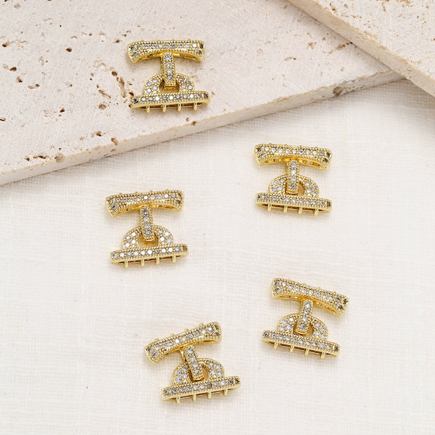 Luxury Micro Pave Zirconia Multi-Strand Clasp - 18K Gold Plated Jewelry Connector