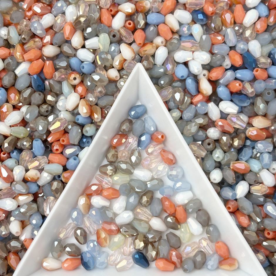 (H3) 3mm Mixed Color Teardrop Beads High Temp Electroplated Glass Crystal Beads For DIY Jewelry