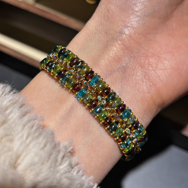 Czech Picasso Super-Duo Bead Bracelet