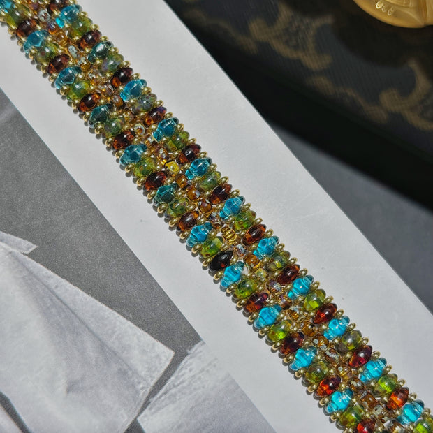 Czech Picasso Super-Duo Bead Bracelet