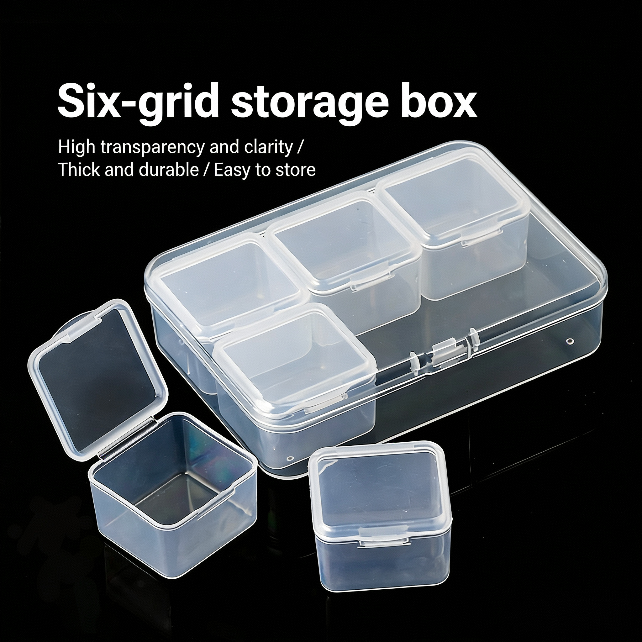 (B5) Transparent 6 Grid Storage Container for Small Craft Accessories