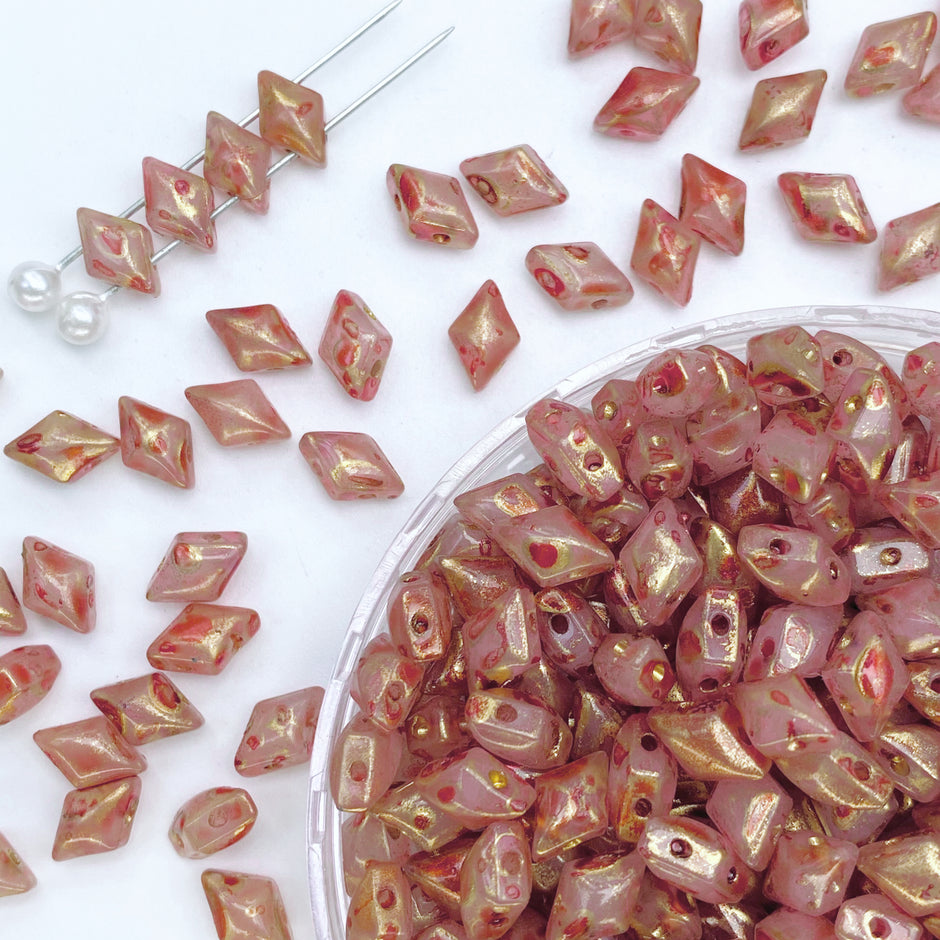 Picasso 2-hole Diamond-Duo Glass Beads For Jewelry Making