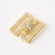 18K Gold Pave Zirconium Rectangular Wave Clasp for Multi-row Jewelry Making