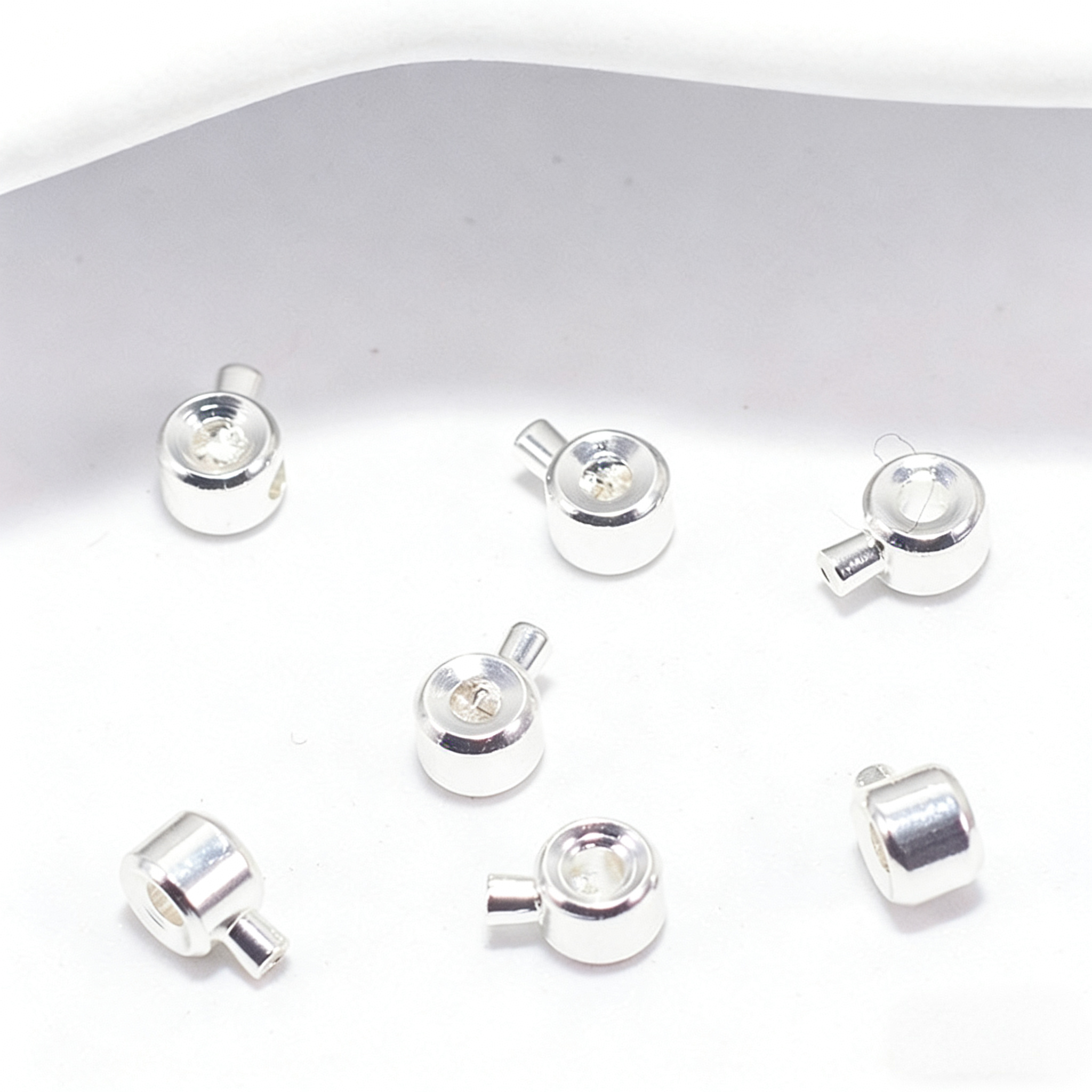 (JF14)18K Real Gold Plated Crimp Beads - Premium Color Retention End Beads for Jewelry Making