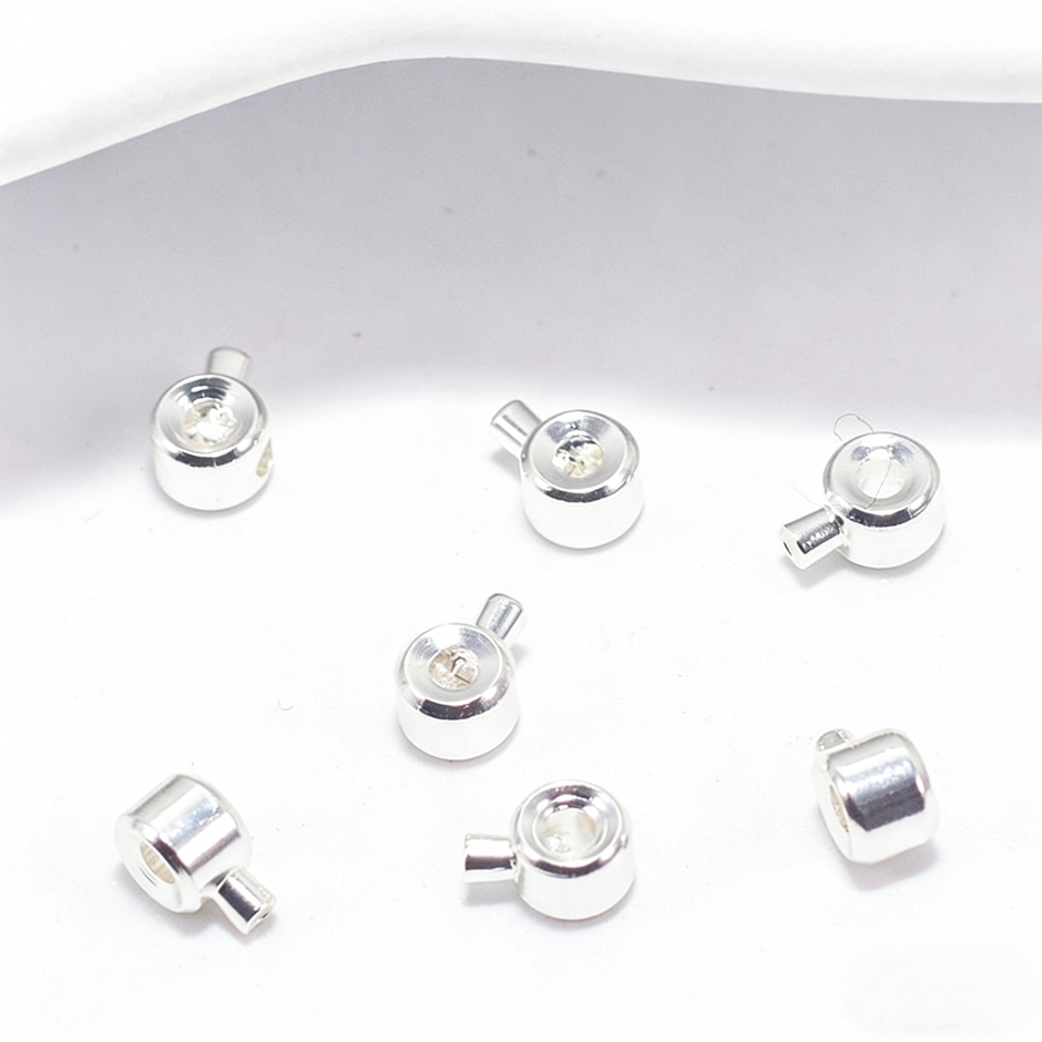 (JF14)18K Real Gold Plated Crimp Beads - Premium Color Retention End Beads for Jewelry Making