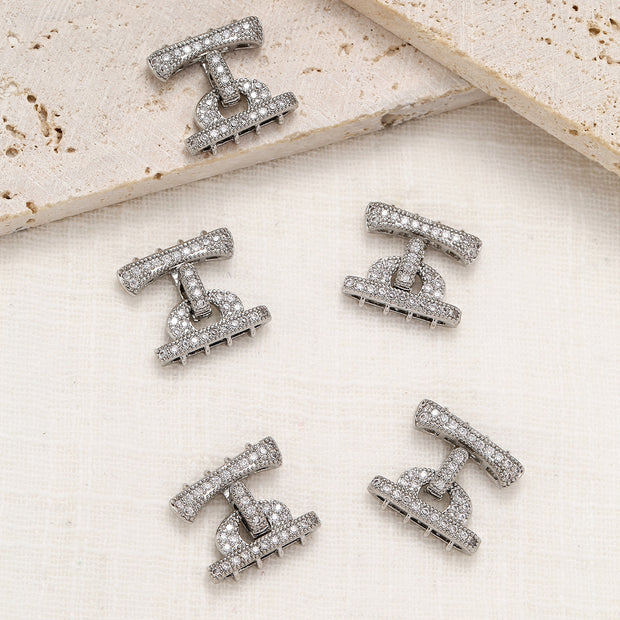 Luxury Micro Pave Zirconia Multi-Strand Clasp - 18K Gold Plated Jewelry Connector