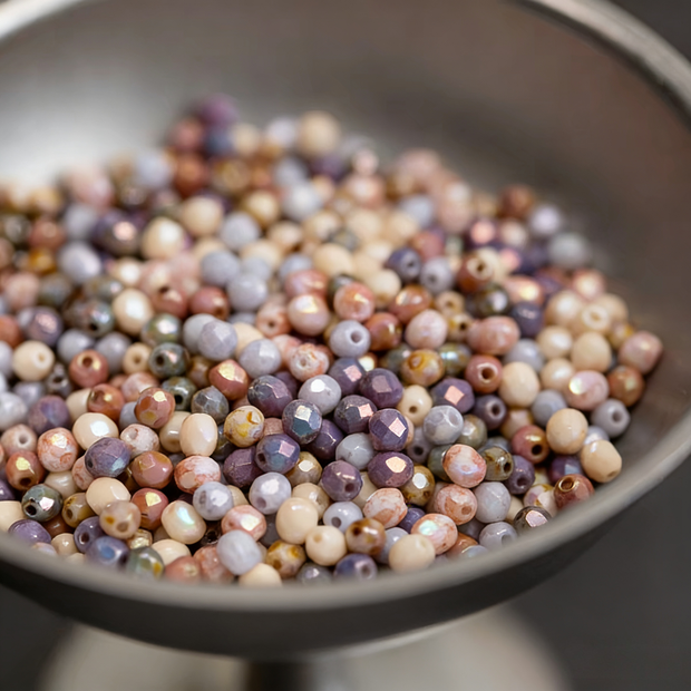 (CZ3) 4mm Czech Fire-Polished Glass Beads - Vintage Mixed Color Faceted Beads for DIY Jewelry