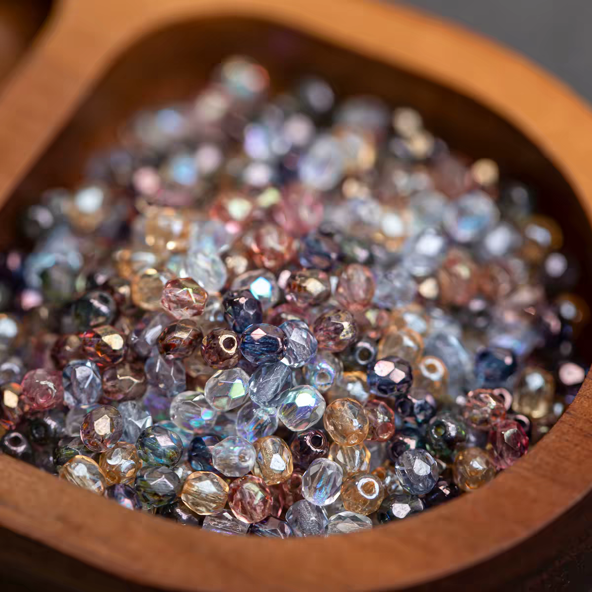 (CZ2) 3mm, 4mm Czech Glass Fire-Polished Beads - Tourmaline Translucent Mix