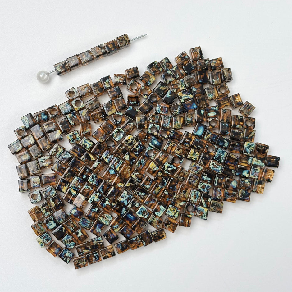 (CZ12) 4mm Picasso Cube Beads - Czech Glass  Beads for Jewelry Making