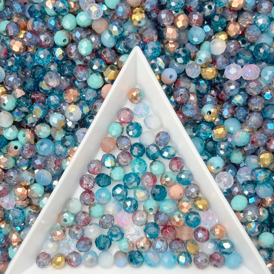 4mm Faceted Round Crystal Glass Beads Mix, Limited-Time Promotion Loose Beads for DIY Jewelry Making