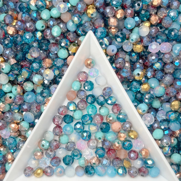 4mm Faceted Round Crystal Glass Beads Mix, Limited-Time Promotion Loose Beads for DIY Jewelry Making