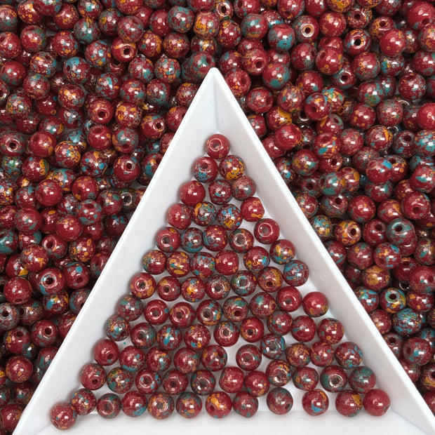 4mm Picasso Round Beads, DIY Jewelry Loose Beads