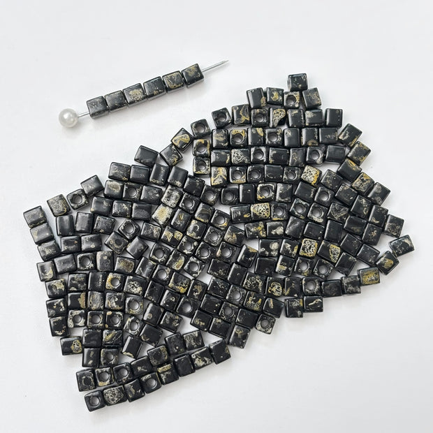 (CZ12) 4mm Picasso Cube Beads - Czech Glass  Beads for Jewelry Making