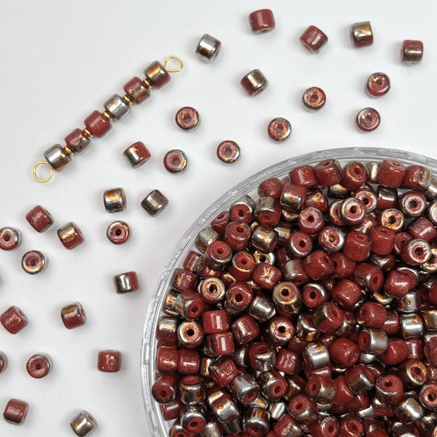4mm Picasso Mini Barrel Glass Beads – Rustic Glass Beads for Jewelry Making