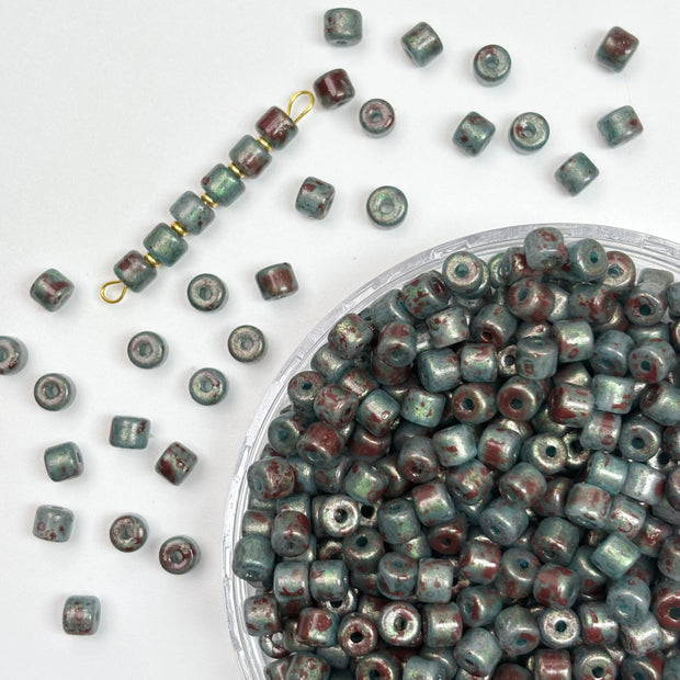 4mm Picasso Mini Barrel Glass Beads – Rustic Glass Beads for Jewelry Making