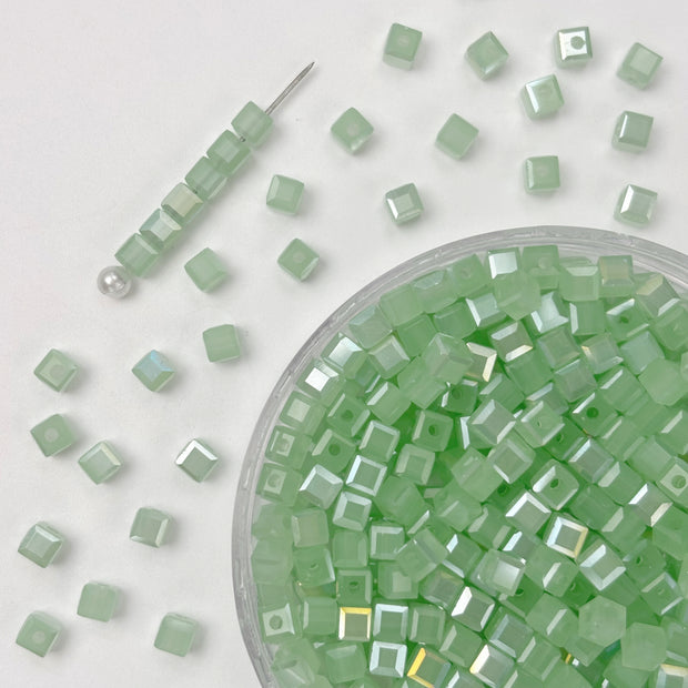 4mm Square Crystal Glass Beads with Regular Hole - Craft Beads for Jewelry DIY