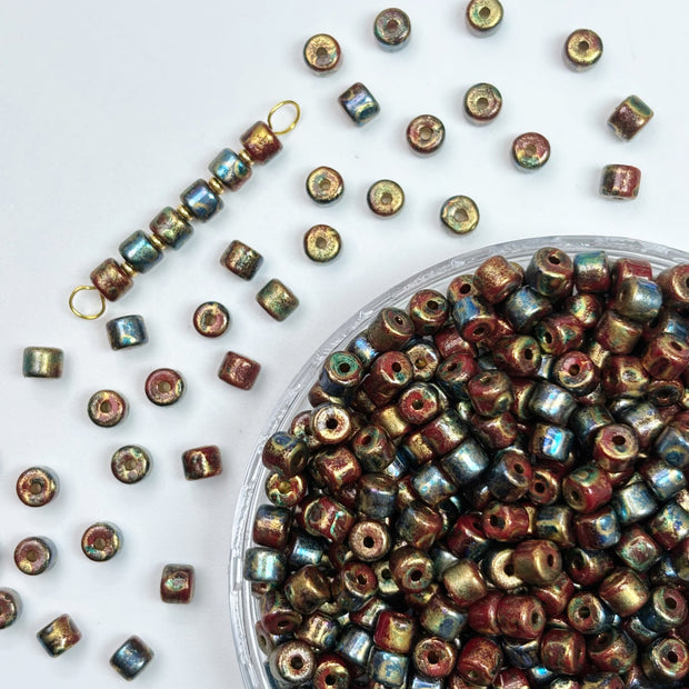 4mm Picasso Mini Barrel Glass Beads – Rustic Glass Beads for Jewelry Making