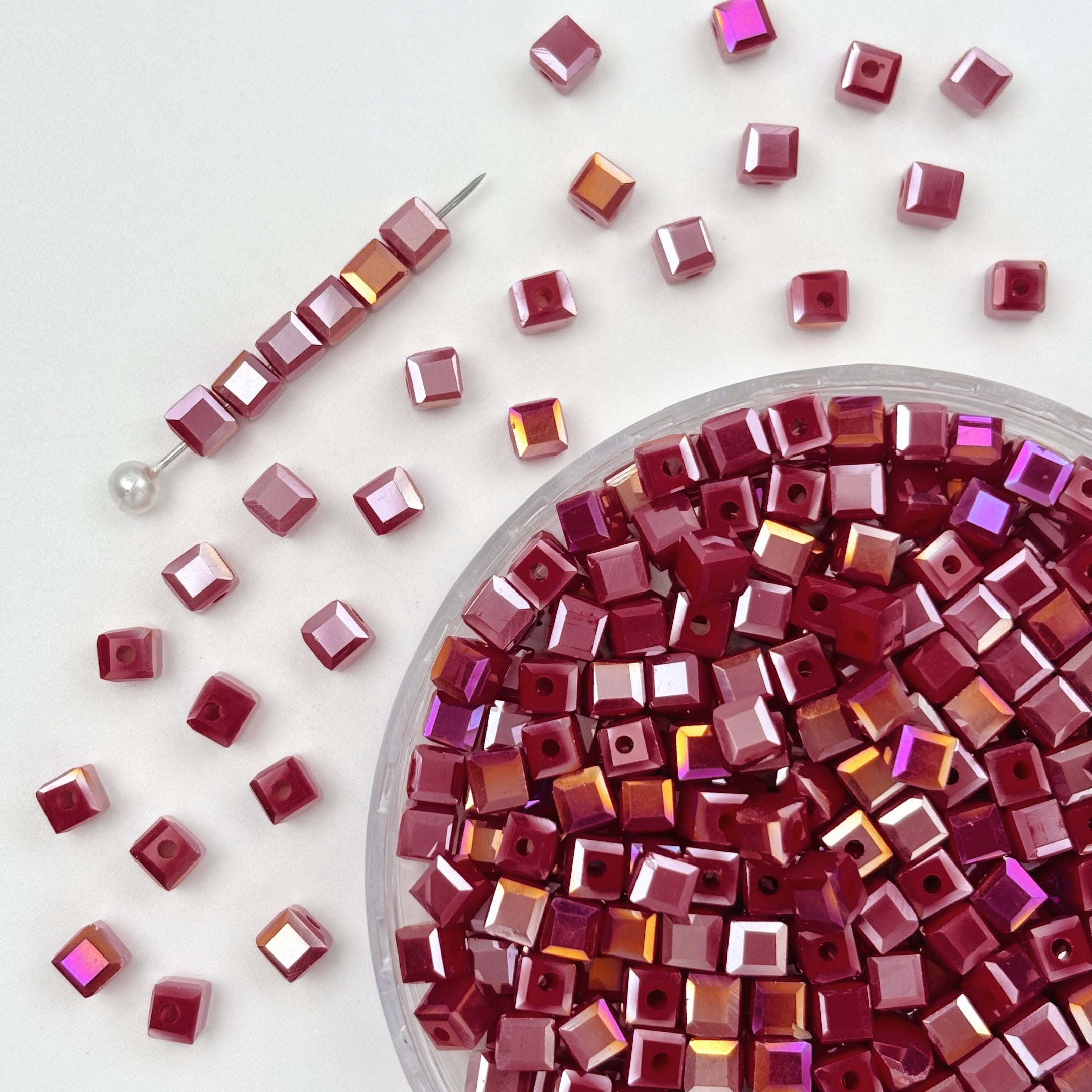 4mm Square Crystal Glass Beads with Regular Hole - Craft Beads for Jewelry DIY