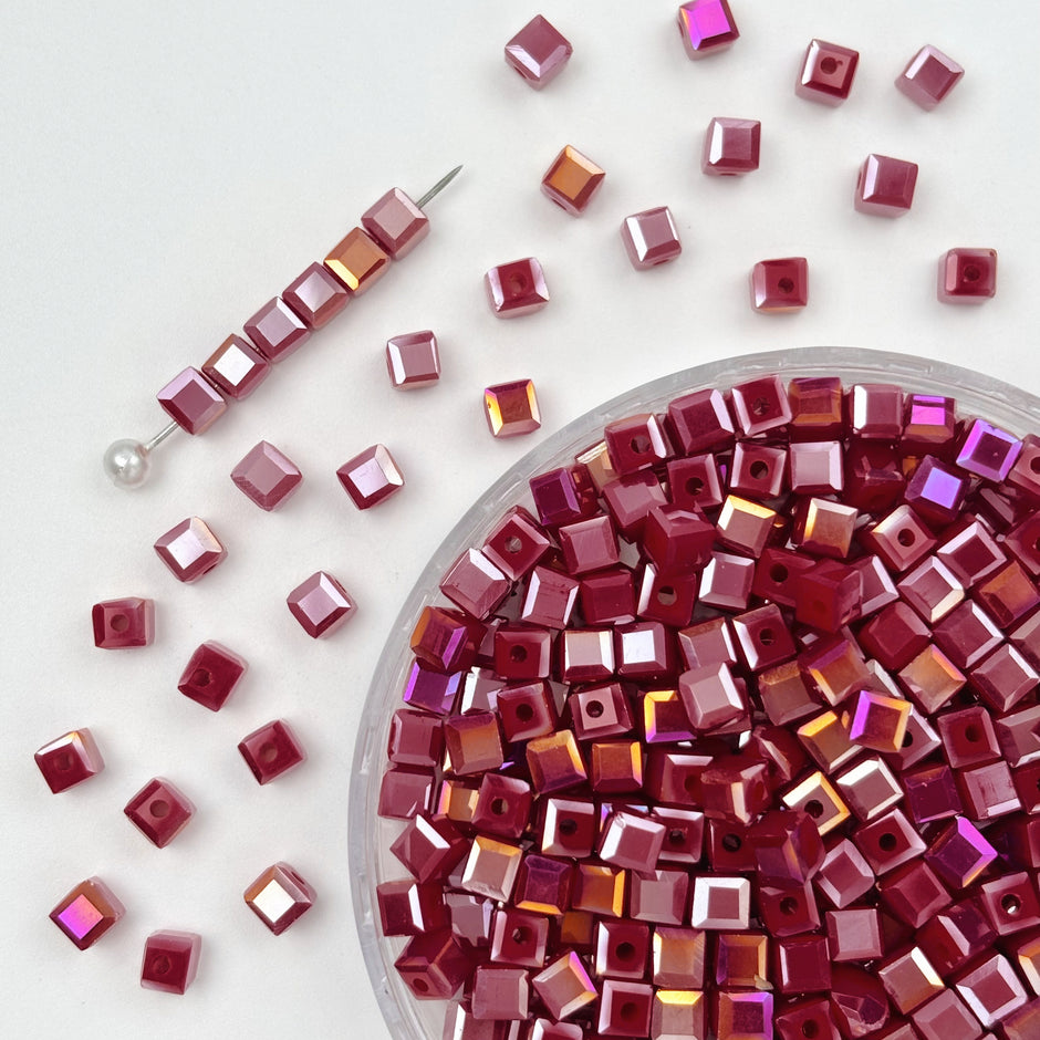 4mm Square Crystal Glass Beads with Regular Hole - Craft Beads for Jewelry DIY