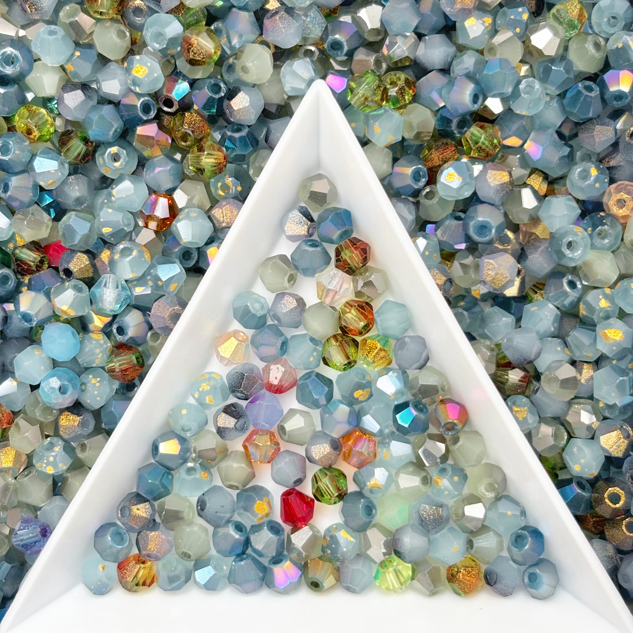 (P12) Mixed 4mm Picasso Bicone Glass Beads | Retro Customized colours for Jewelry Making