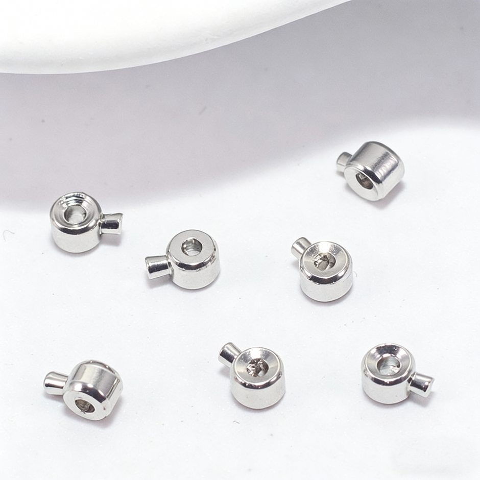 (JF14)18K Real Gold Plated Crimp Beads - Premium Color Retention End Beads for Jewelry Making